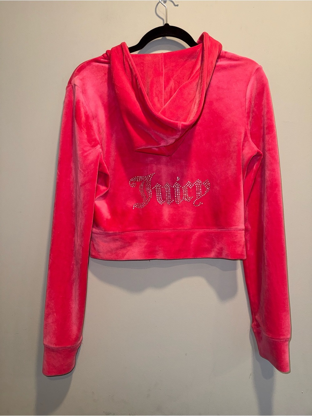 Juicy Couture Pink Velour Rhinestone Tracksuit Set Size S Flare Leg